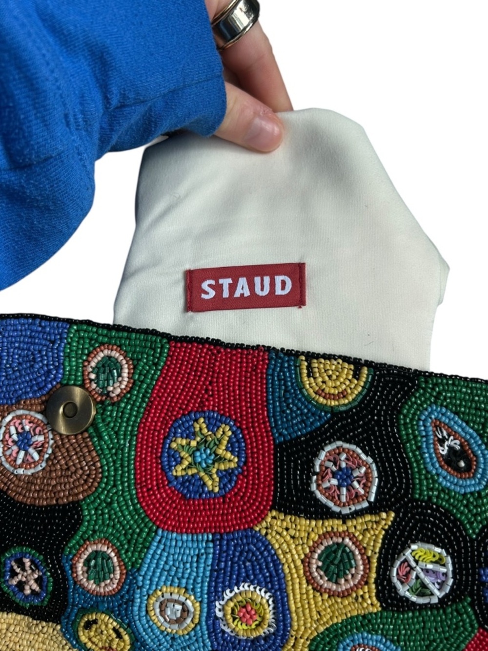 STAUD Tommy Bag Millefiore Black Multicolor Beaded Shoulder Bag NWT - Picture 6 of 6